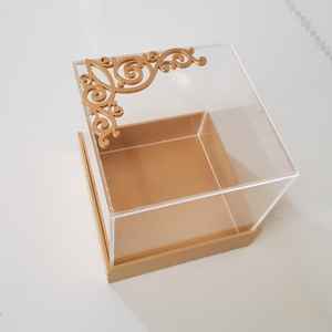 LS cristallo perspex cupola <span class=keywords><strong>in</strong></span> acrilico con base <span class=keywords><strong>in</strong></span> metallo modello di intaglio coperchio rettangolare con manico <span class=keywords><strong>in</strong></span> <span class=keywords><strong>plexiglass</strong></span> diamante - Product Image 3