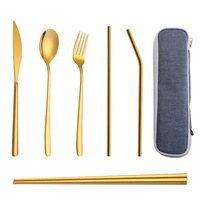 Ensemble de couverts portables en acier inoxydable pour le camping et les voyages en plein air, avec fourchette et cuillère