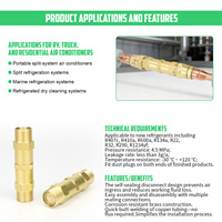 Acoplamiento Rápido Doble Macho CRD de 1/2" y 5/8" para Refrigerante, Junta de Tubería de Cobre HVAC Autosellante y Antifugas para Aire Acondicionado Split