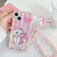 Convient pour Apple 11/14/15pro 2025. Étui de téléphone iPhoneXR élégant et mignon avec cordon Mary Cat, anti-chute, coque souple
