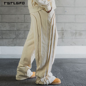 Men's Avant-Garde Style Eco-Friendly 100% <b>Organic</b> Cotton Acid Wash Printed Distressed Detail Long Sleeve Top Drop Crotch Pants - Product Image 3