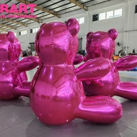 Décoration d'activités : Ours miroir gonflable rose, Mascotte d'ours de dessin animé gonflable personnalisée