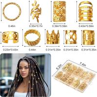 Nouvel ensemble de 220 bijoux pour cheveux en or et argent, anneaux pour tresses, perles pour dreadlocks, accessoires pour tresses