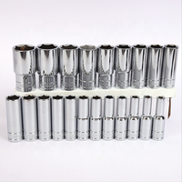 Kunci Soket 1/2 inci dengan Ratchet, Finishing Cermin, Kepala Soket Hex 8-32mm, Peralatan Perbaikan Otomotif, Perkakas Mekanik, Alat Soket