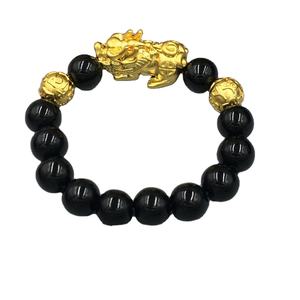 Dubai Jewelry Euro Coins Perles <span class=keywords><strong>de</strong></span> prière en obsidienne plaqué or Bracelet Mantra Brave à six caractères Bijoux <span class=keywords><strong>de</strong></span> couple pour hommes et femmes - Product Image 1