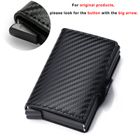 Dompet kartu kredit serat karbon Anti Rfid, dompet pria, tempat kartu ganda, dompet minimalis, kartu kredit Bank bisnis logam, Anti Rfid