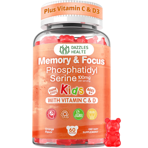 Gommes à mâcher à la phosphatidylsérine 100 mg pour enfants, commande en gros, sans sucre, végétaliennes, avec concentration en vitamine C et D3, soutien - Product Image 1