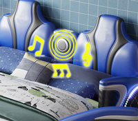 Lit pour enfants de conception nouvelle, modèle de voiture de sport, lit multifonctionnel pour enfants avec lumières LED, lit de voiture pour garçons avec haut-parleurs