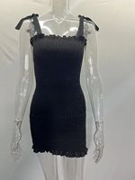Robe plissée à taille élastique pour femmes Robes de soirée sans manches à imprimé floral et épaules décolletées