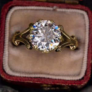 Anello di Fidanzamento Q146 per Donna Placcato Oro con Cristallo Taglio Brillante Rotondo e Strass, Gioielleria Raffinata - Product Image 6