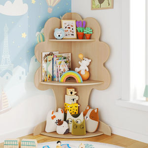3-Stöckiges Eck-Bücherregal aus Naturholz für Kinder und Kleinkinder, Bücherregal-Organizer, Kinderbücherregal aus Holz, Baby-Bücherregal und Spielzeugaufbewahrung - Product Image 4