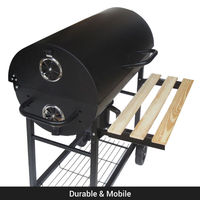Nouvel arrivage baril à huile pour l'extérieur chariot à grillades de luxe sans fumée chariot remorque barbecue à charbon pour le jardin