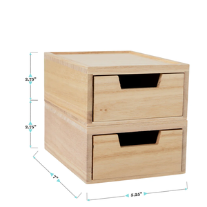 Ofis ve Ev Depolama İçin Çift Çekmeceli Küçük Ahşap Masaüstü Düzenleyici Kutu, OEM Mevcut - Product Image 6