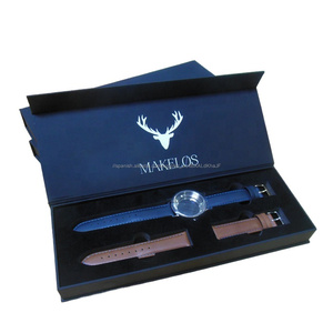 Magnetic Lid Black Cardboard Watch Box Recycled Paper Jewelry Packaging Gift Boxes luxury Logo Custom Watch Packaging Box - Product Image 1