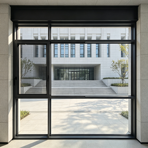 Porte coulissante en aluminium à cadre fin noir moderne Deioux, verre trempé double vitrage, isolation acoustique, économie d'énergie, appartement - Product Image 1