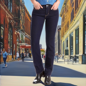 Jean en denim classique vintage pour femme (tailles plus grandes disponibles) – Longueur complète, délavage Island, séchage rapide, nylon/coton - Product Image 2
