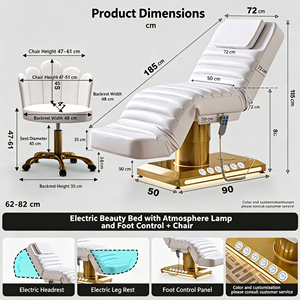 Table de massage électrique de luxe en cuir PU blanc à 3 moteurs pour salon de beauté, lit de cils électrique, lit de massage facial électrique pour spa - Product Image 5