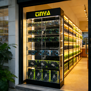 Présentoir de sol personnalisé TINYA en acrylique à plusieurs niveaux avec logo pour vêtements de sport, bandes de poignet et cheville, genouillères, et balances pour magasins de détail - Product Image 1