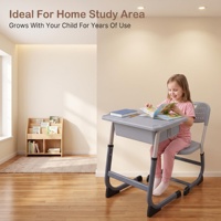 Ensemble bureau et chaise pour étudiant réglable en hauteur, mobilier scolaire ergonomique réglable avec structure métallique pour salle de classe