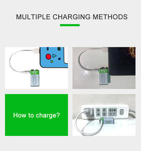 Smartoools נטענת <span class=keywords><strong>9V</strong></span> סוג C USB ליתיום יון 650mah 6f22 ליתיום סוללה ללא אבץ פחמן סוללה עבור עשן גלאי - Product Image 6