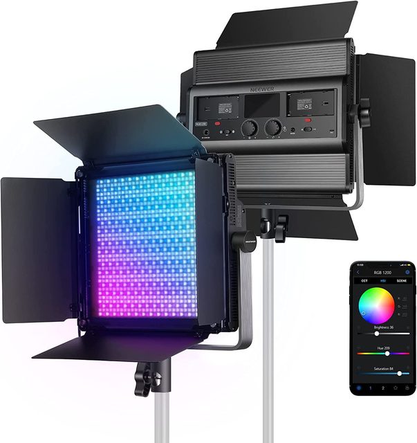 Neewer Studio Photographic Lighting RGB1200 RGB LED Video Panel Light  with APP/2.4G Control, 60W Studio Photography Lighting