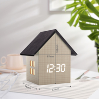 EMAF Mesita de noche Niños Promoción Regalo Digital Casa Forma Escritorio Alarma Mañana Madera Led Escritorio Calendario Madera Noche Luz Reloj