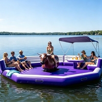 Plateforme flottante gonflable portable en forme de taureau mécanique pour fête sur le lac