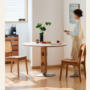 <b>Round</b> Solid Wood <b>Dining</b> <b>Table</b> Cherry Wood Stable Framework Structure For <b>Dining</b> Room Home Use - Product Image 4