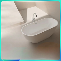 Baignoire ovale autoportante moderne et simple en acrylique pour adultes, sans accoudoirs, pour projets résidentiels, hôteliers et de villas
