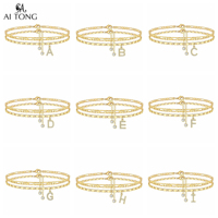 Cheville en or personnalisée avec initiale, chaîne Figaro superposée en métal résistant au ternissement, bijoux de plage pour femme, cadeau de fête, vente en gros