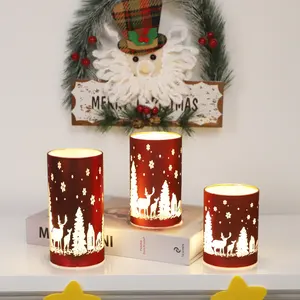 New Design Red Crazy Laser Engraved Outdoor Christmas Led Cylinder Plinth Lights For Fun Sale With Lighting