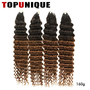 Extension per capelli umani all'uncinetto, extension per capelli umani pre-separate effetto piuma, ricci profondi, colore Ombre 1B/4/30, fornitore di capelli - Product Image 1