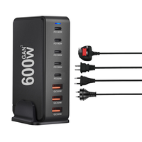 Cargador GaN de escritorio USB de 320W QC3.0 65W PD tipo C adaptador de pared de carga rápida para cámara de ordenador portátil USB múltiple enchufe de EE. UU. Reino Unido