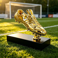 Trofeo de Bota de Oro Personalizado para el Jugador Más Valioso, Trofeo de Metal Brillante con Base Grabable para Premio Anual de Fútbol