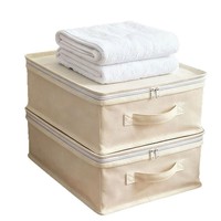 Sac de rangement pliable en coton et lin grande capacité, forme cube, pour vêtements et vestes, design moderne et minimaliste