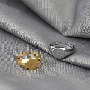 ANENJERY Wholesale Popular Geometric Party Jewelry Gifts for Women <strong>Men</strong> Round <strong>Gold</strong> Silver Color <strong>Signet</strong> <strong>Ring</strong> - Product Image 6