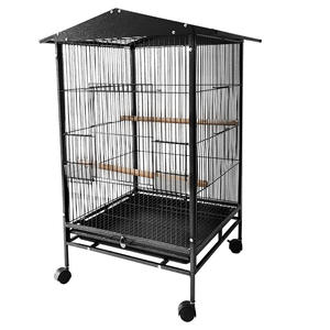 Cat kandang berinteraksi burung dilapisi struktur kuat atap runcing sarang pengumpan burung dengan dudukan di roda - Product Image 1