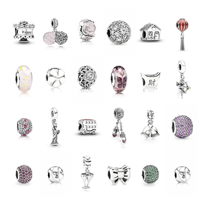 High Quality 925 S925 Silver Clover <b>Heart</b> Flower Bead Pendant Bracelet Necklace DIY Jewelry Making Accessories for Children - Product Image 1