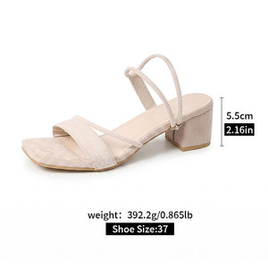 Nouvelles sandales sexy pour femmes à talons hauts, chaussures de loisirs pour femmes, dessus en velours, boucle en strass, bout carré, talon épais M-LQ-013 - Product Image 4