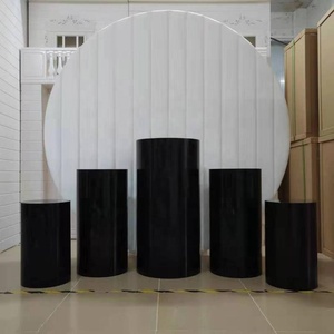 5Pcs Món Tráng Miệng Bánh Bảng Đen Trắng <span class=keywords><strong>Acrylic</strong></span> Xi Lanh Bệ Bộ Vòng Plinths Hiển Thị Nền Tảng Vòng Chân Đứng Cho Các Sự Kiện - Product Image 1