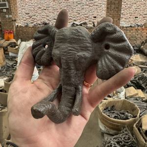 प्राचीन प्रजनन कास्ट आयरन हाथी सिर एकल हुक हैंगर पशु के आकार के कोट टोपी हुक भारी शुल्क लौह कला सजावटी - Product Image 3