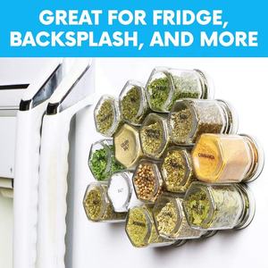 Set di 15 Barattoli Magnetici per Spezie, Contenitori Esagonali <span class=keywords><strong>in</strong></span> <span class=keywords><strong>Vetro</strong></span> Ermetici <span class=keywords><strong>con</strong></span> Coperchi Magnetici, Ideali per Frigorifero, Paraschizzi e Altro - Product Image 3