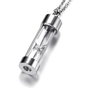 Collar de Joyería con Colgante para Cenizas en Forma de Reloj de Arena de Acero Inoxidable Atemporal con Frasco de Cristal para Perfume Recuerdo Funerario - Product Image 6