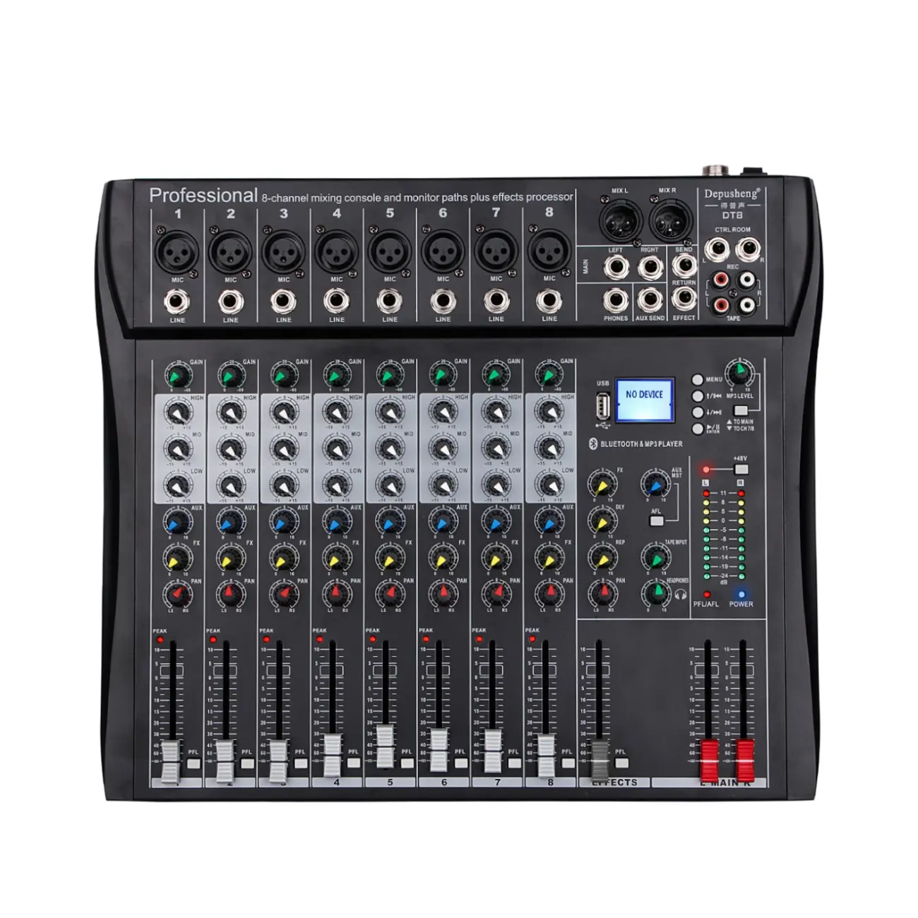 Depusheng DT8 professional DJ mixing USB input 48V performance 8 channel audio mixer