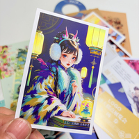 Cartes de vœux personnalisées de luxe en carton épais 600 g/m², imprimées offset, laminées holographiques, motifs de dessins animés, remerciements, cadeaux