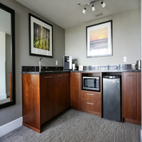 Ensemble de meubles modernes pour chambre d'hôtel, appartement, villa : Cadre de lit, table de chevet, armoire, meuble de cuisine, bureau – Idéal pour séjours prolongés – En contreplaqué