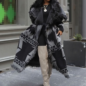 Maglione di moda invernale a maglia calda da <span class=keywords><strong>donna</strong></span> Maxi lungo autunno autunno Casual con chiusura a colori con nappe <span class=keywords><strong>Cardigan</strong></span> cappotti da <span class=keywords><strong>donna</strong></span> - Product Image 1