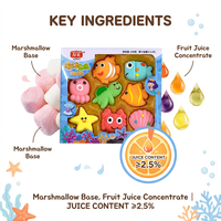 Ocean Animal Shape Juice Marshmallow Candy 100g Box Fruity Bulk Halal BRC Certified Custom OEM Private Label