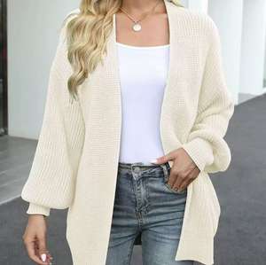 Cárdigan de punto de manga larga suelto con <span class=keywords><strong>cuello</strong></span> en V para <span class=keywords><strong>mujer</strong></span> de estilo americano, suéter informal, abrigo, suéter de punto - Product Image 2
