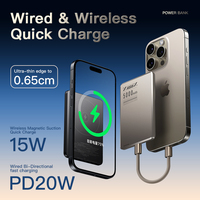 Batterie externe sans fil ultra-mince en métal magnétique 5000 mAh à charge rapide 20W Type C Promotion Personnalisation